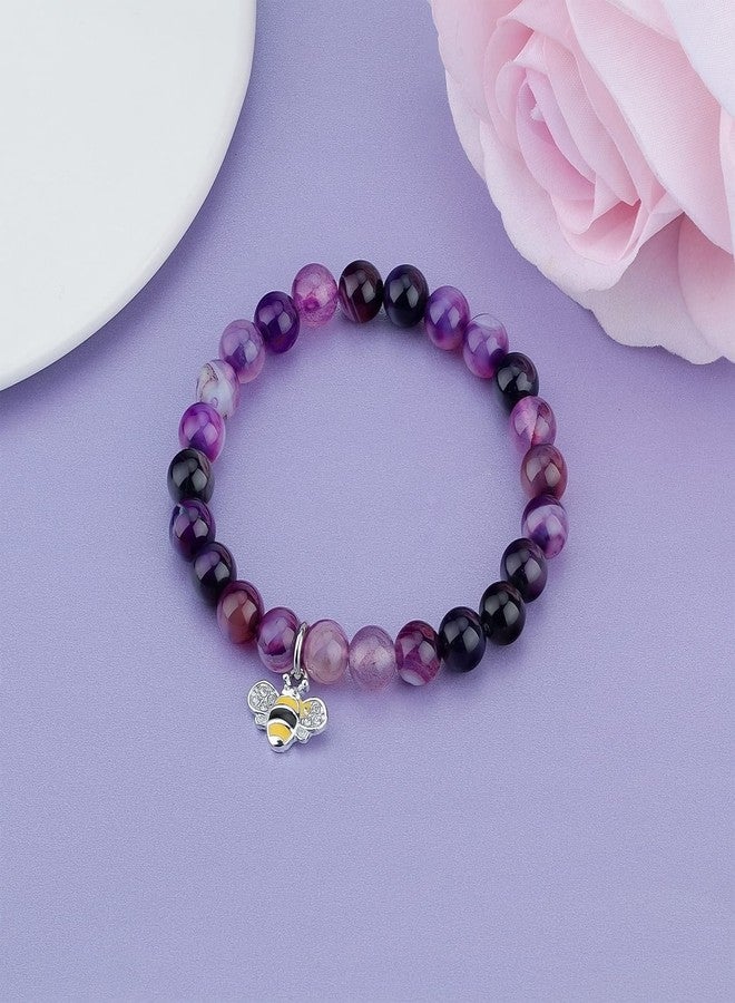 بارتنر هدية روحية مستوحاة من النحل - سوار بتصميم النحلة، هدية مثالية للأصدقاء (بنفسجي) - Image 5