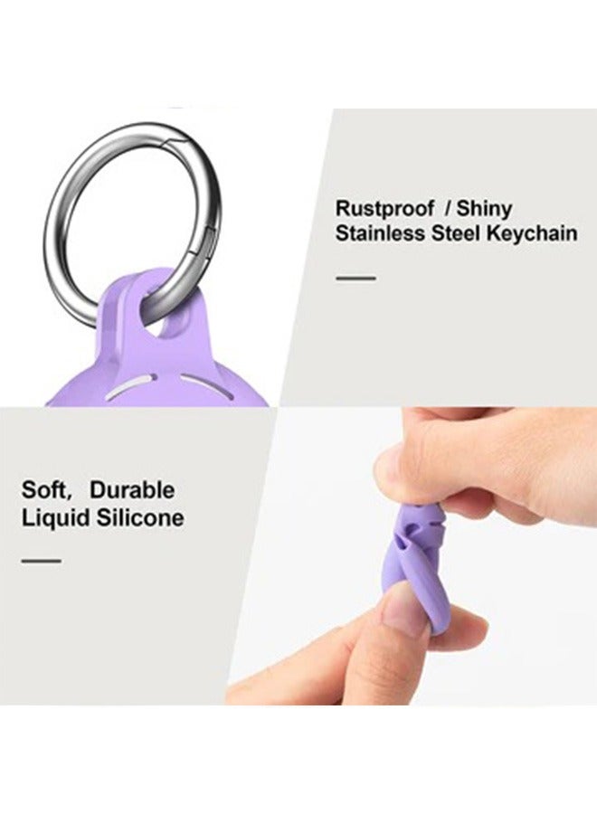 AirTag Holder Soft Silicone  Case 4 Pack -  with Keychain & Wrist Strap, Secure Fit for Wallets, Keys, Pet Collars, Bags & Backpacks (Multicolor) - Image 2