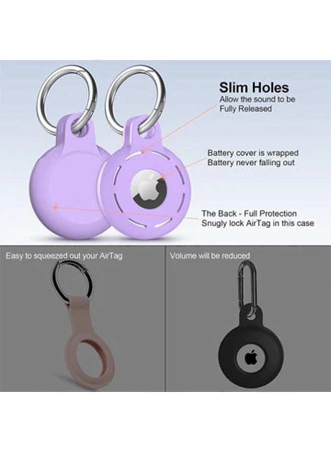 AirTag Holder Soft Silicone  Case 4 Pack -  with Keychain & Wrist Strap, Secure Fit for Wallets, Keys, Pet Collars, Bags & Backpacks (Multicolor) - Image 4