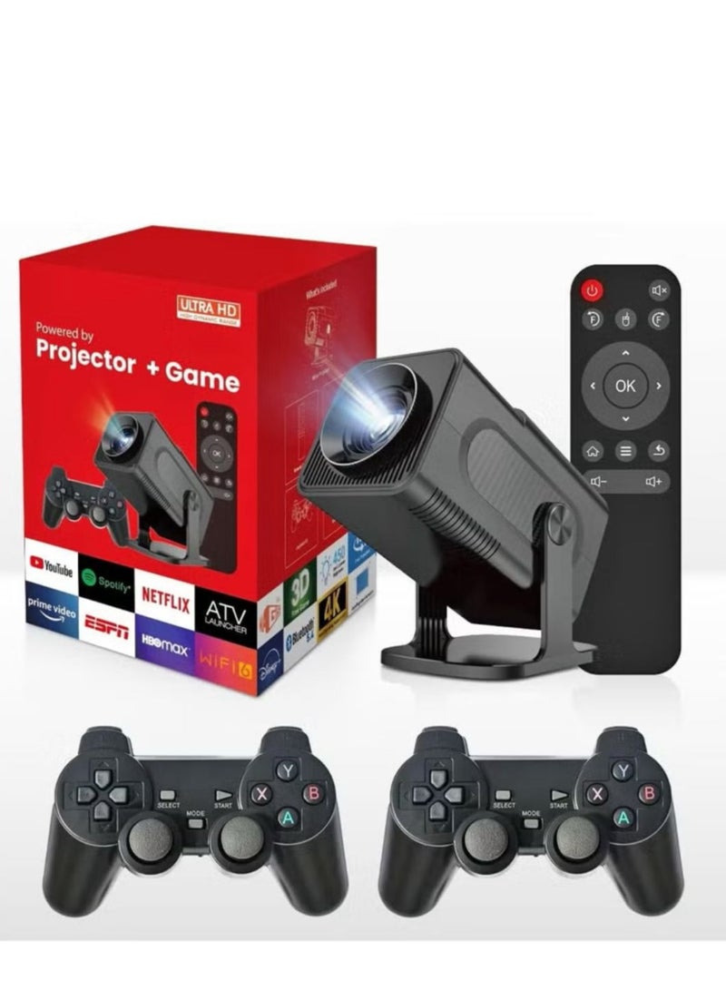 Smart Projector with Built-in Gaming Console | 4K Supported, 1080P FHD, 300 ANSI Lumens, WiFi 6, Android 12, Portable Home & Outdoor Theater  - Image 1