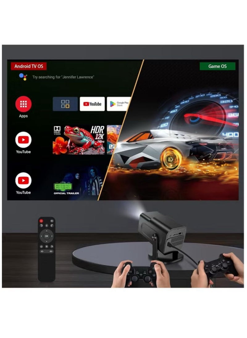 Smart Projector with Built-in Gaming Console | 4K Supported, 1080P FHD, 300 ANSI Lumens, WiFi 6, Android 12, Portable Home & Outdoor Theater  - Image 2