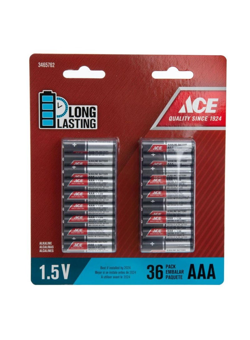 ACE ACE AAA Alkaline Batteries Pack Of 36 1.5V