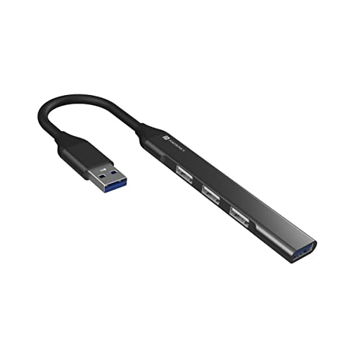 Portronics Mport 31 USB Hub Dock (4-in-1), Multiport Adapter with 1 x USB 3.0 & 3 x USB 2.0 Ports, up to 5 Gbps High Speed Data Transfer for Laptop/PC (Grey) - Image 1