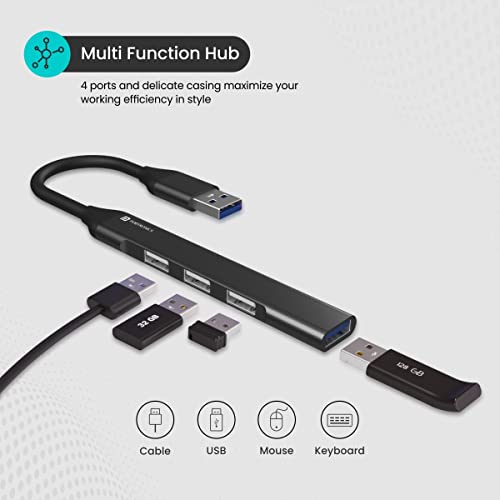 Portronics Mport 31 USB Hub Dock (4-in-1), Multiport Adapter with 1 x USB 3.0 & 3 x USB 2.0 Ports, up to 5 Gbps High Speed Data Transfer for Laptop/PC (Grey) - Image 3