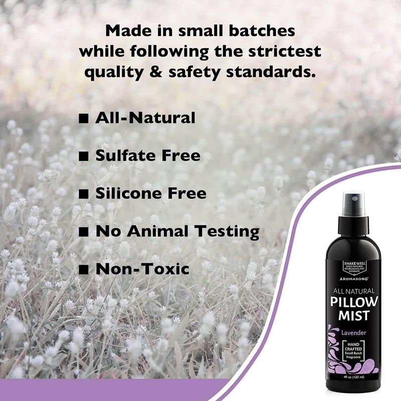 Aromasong Lavender Pillow Spray - All Natural Calming Linen & Bedtime Mist for Deep Sleep - Aromatherapy Botanical Essential Oils for Sleeping - for Relaxing Stress Fragrance Scent - Image 3