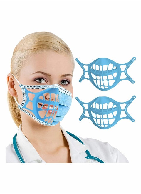 3D Mask Bracket Silicone Face Inner Support Frame For More Breathing Space Keep Fabric Off Mouth Reusable Washable Lipstick Protection Stand (2Pcs Blue)