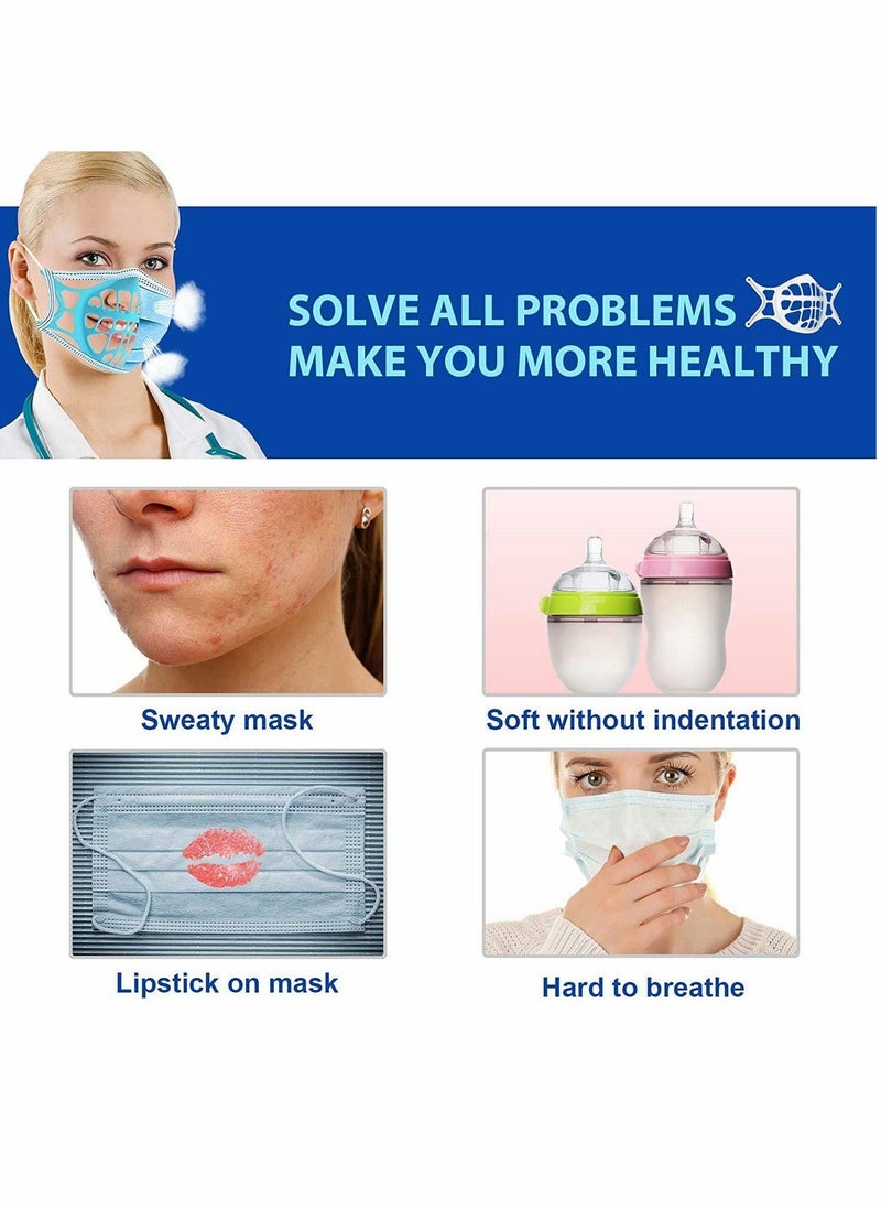 3D Mask Bracket Silicone Face Inner Support Frame For More Breathing Space Keep Fabric Off Mouth Reusable Washable Lipstick Protection Stand (2Pcs Blue)