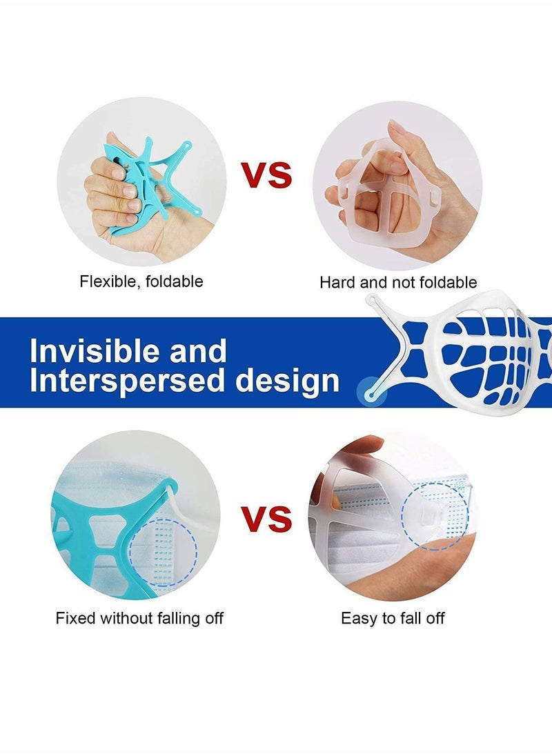 3D Mask Bracket Silicone Face Inner Support Frame For More Breathing Space Keep Fabric Off Mouth Reusable Washable Lipstick Protection Stand (2Pcs Blue)