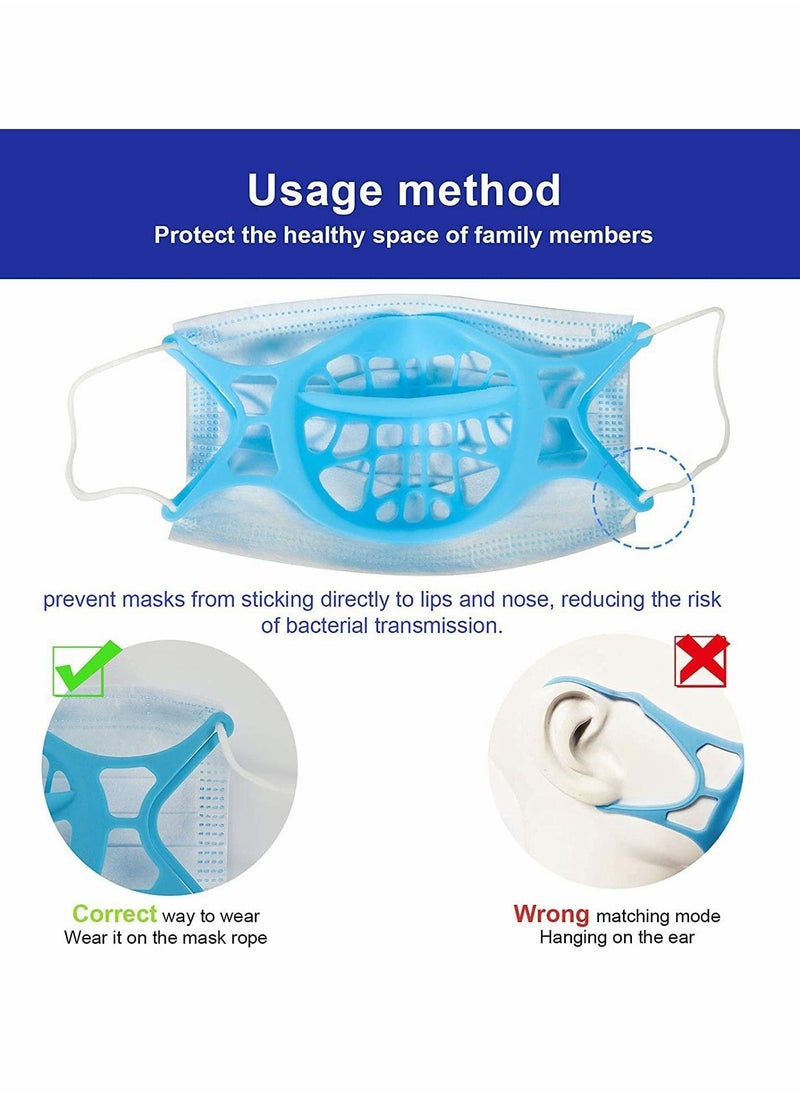 3D Mask Bracket Silicone Face Inner Support Frame For More Breathing Space Keep Fabric Off Mouth Reusable Washable Lipstick Protection Stand (2Pcs Blue)