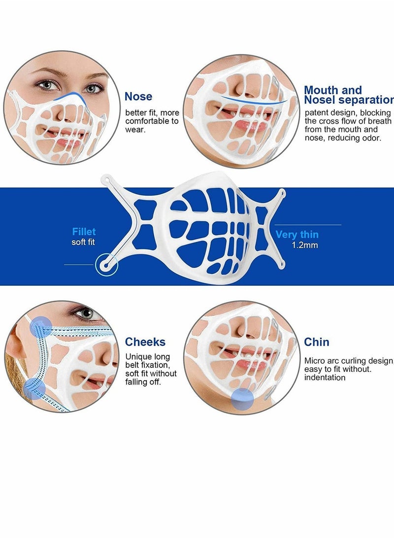 3D Mask Bracket Silicone Face Inner Support Frame For More Breathing Space Keep Fabric Off Mouth Reusable Washable Lipstick Protection Stand (2Pcs Blue)