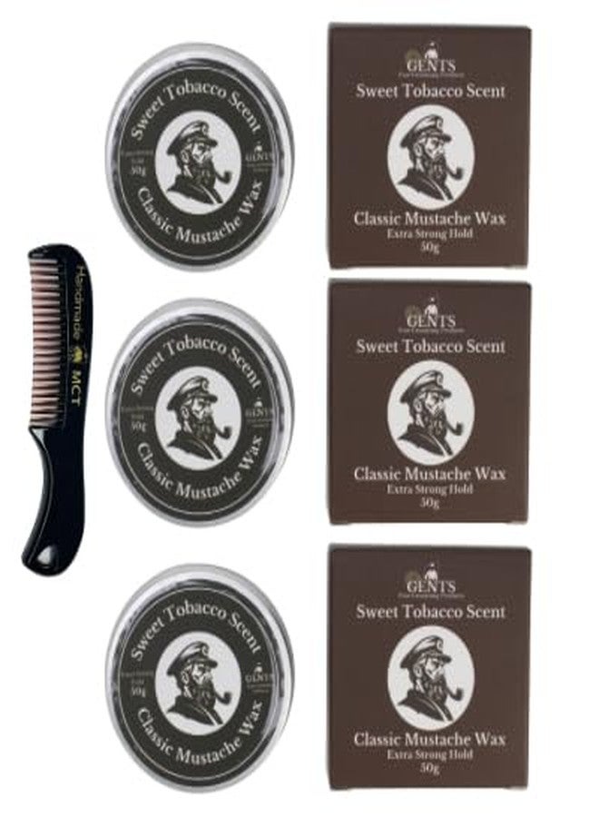 G.B.S Strong Hold Sweet Tobacco Mustache Wax, Easy Application, Restyleable, long lasting hold with Styling Comb (1.7 oz) (3 Pack, Sweet Tobacco) - Image 1