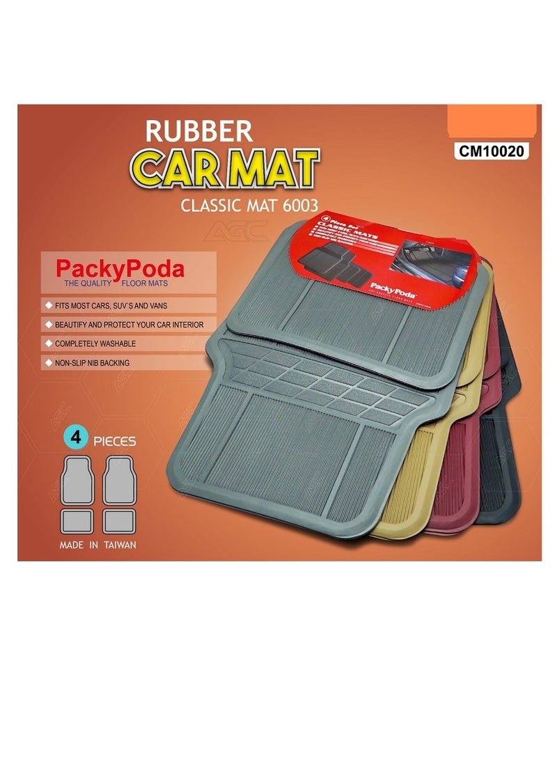 4-Piece Universal Rubber Car Mats Set Silver
