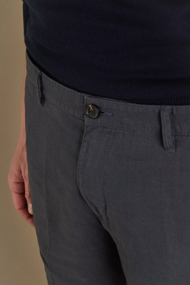 Doppelganger Grey Chino bermuda double pinces linen and - Smoke for Men | Best Price UAE