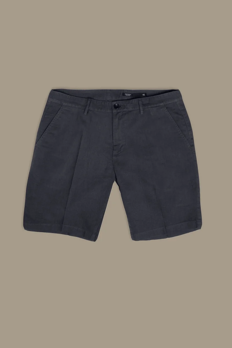 Doppelganger Grey Chino bermuda double pinces linen and - Smoke for Men | Best Price UAE