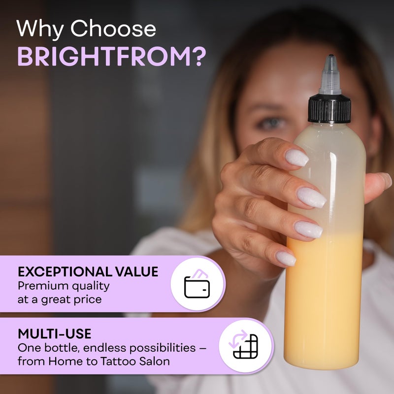 BRIGHTFROM Twist Top (Black) Applicator Bottles, 8 OZ Crystal Clear, Squeeze Empty Plastic Bottles, BPA-Free, PET, Refillable, Open/Close Nozzle - Multi Purpose (Pack of 2) - Image 5