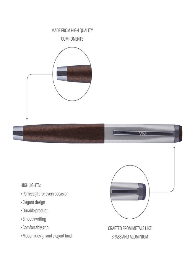 VEA CDR Half Sartin Duster Brown Colour Rollerball Pen, Medium (VEAPEN25) - Image 2