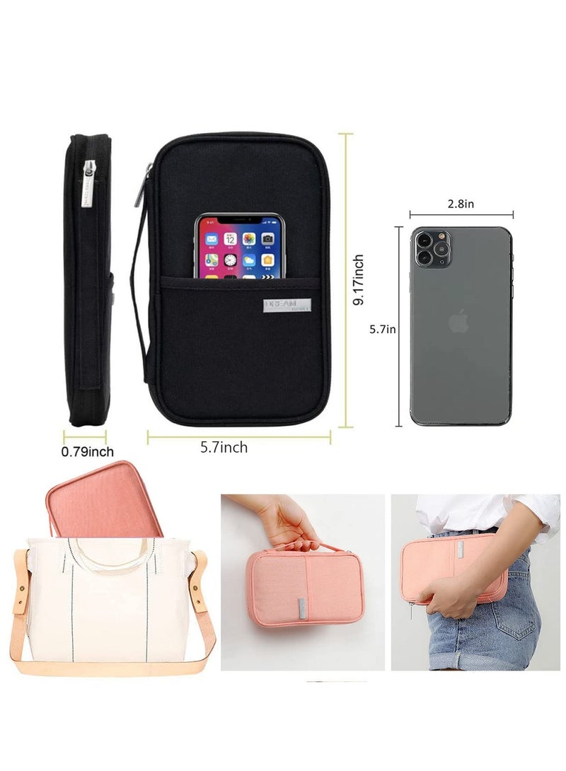 Excefore Passport Holder Travel Wallet, Family Travel Document Holders Organiser Wallet for Credit Cards Ticket IDs Keys Smartphone for Men Women, Pink - Image 3