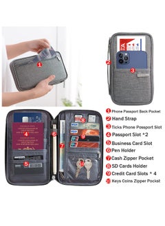 Excefore Passport Holder Travel Wallet, Family Travel Document Holders Organiser Wallet for Credit Cards Ticket IDs Keys Smartphone for Men Women, Pink  - Image 2