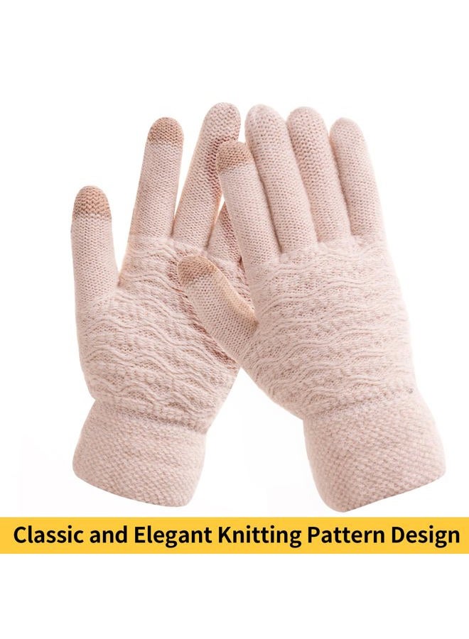 FENELY Women's Winter Warm Touch Screen Gloves Womens Thermal Cable Knit Wool Fleece Lined Glove for Cold Weather, Purple, One size - Image 4