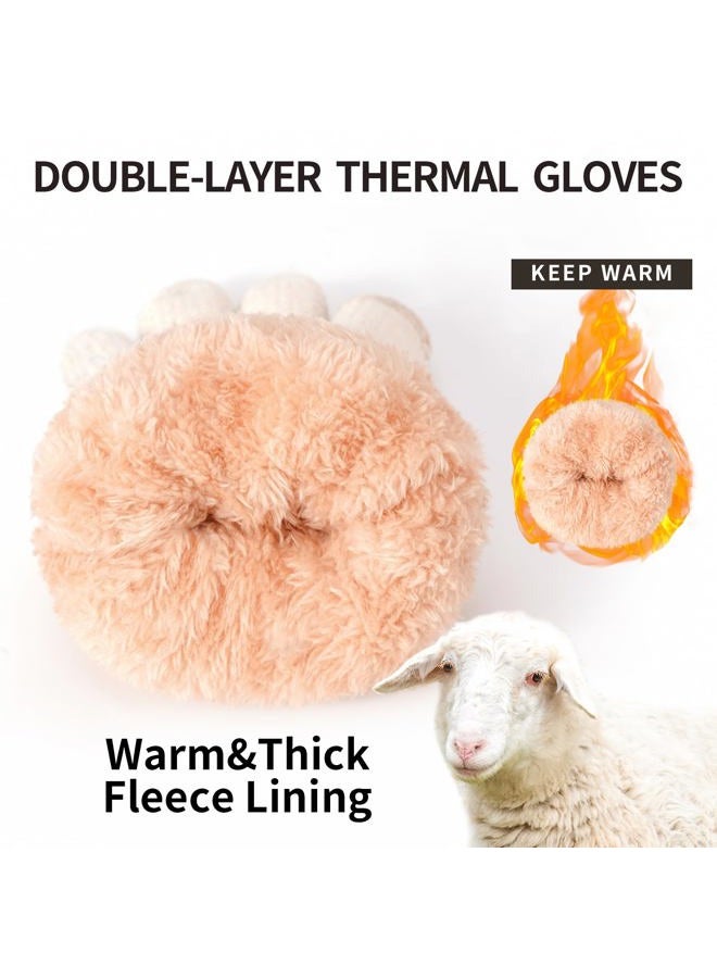 FENELY Women's Winter Warm Touch Screen Gloves Womens Thermal Cable Knit Wool Fleece Lined Glove for Cold Weather, Purple, One size - Image 2