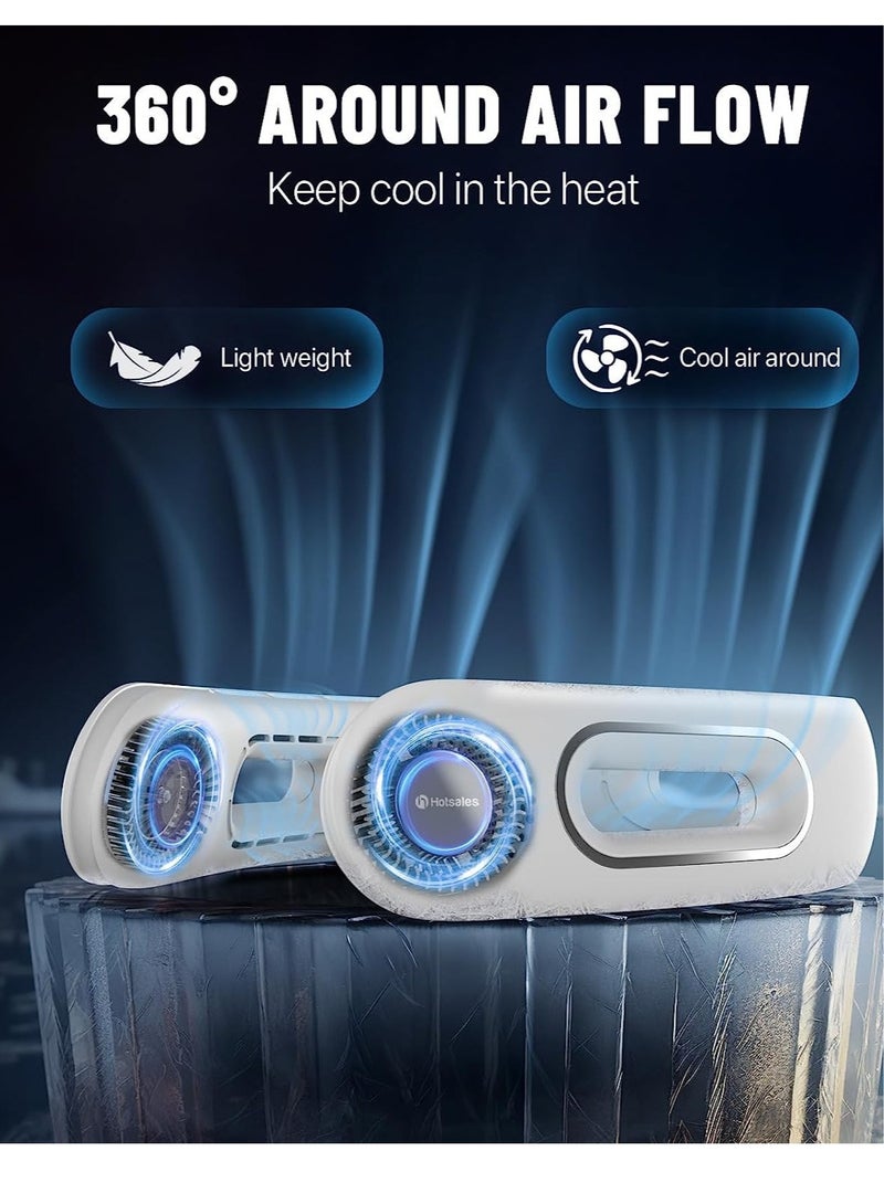 عام مروحة رقبة محمولة، مراوح رقبة بدون شفرات محمولة قابلة لإعادة الشحن، مروحة تبريد للرقبة 360 درجة، 4 سرعات، هادئة، بطارية 5200 مللي أمبير تعمل ببطارية USB يمكن ارتداؤها للنساء، السفر، في الهواء الطلق - Image 2