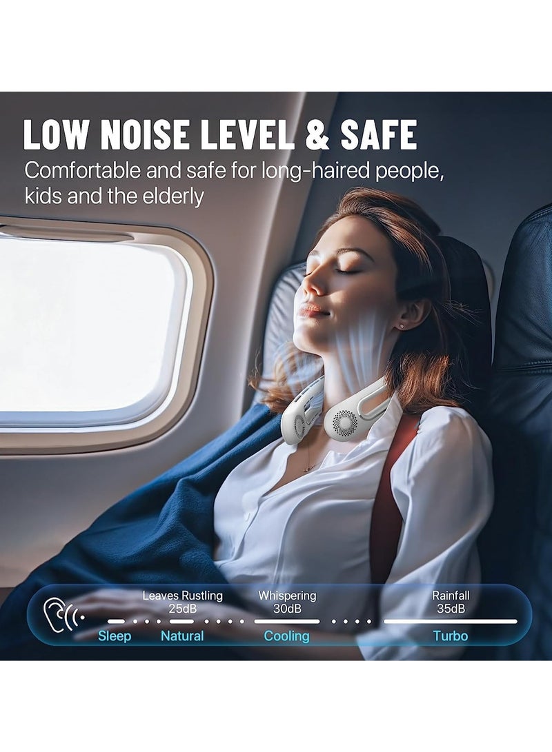 عام مروحة رقبة محمولة، مراوح رقبة بدون شفرات محمولة قابلة لإعادة الشحن، مروحة تبريد للرقبة 360 درجة، 4 سرعات، هادئة، بطارية 5200 مللي أمبير تعمل ببطارية USB يمكن ارتداؤها للنساء، السفر، في الهواء الطلق - Image 3