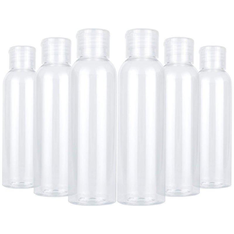 TrendBox 6 Pack Plastic Empty Bottles with Flip Cap for Shampoo, Lotions, Liquid Body Soap, Cream (4 oz / 120 ml)