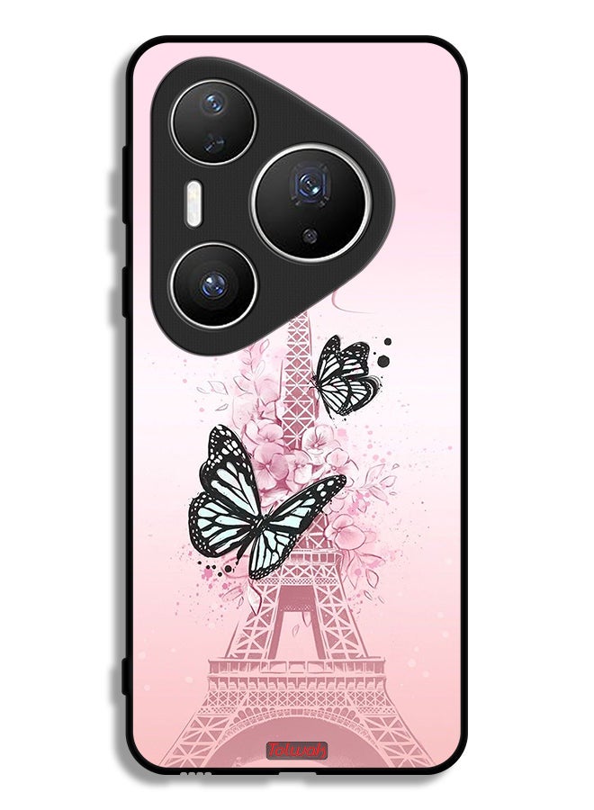 Tolwak Huawei Pura 80 Pro Protective Case Cover Butterflies On Eiffel Tower - Image 1
