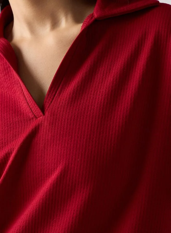 Femmella  Red Cotton Short Sleeve Knit T-Shirt for Women | Best Price UAE
