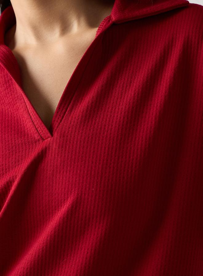 Femmella Red Cotton Short Sleeve Knit T-Shirt - Image 5