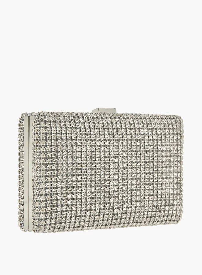 Flora Bella By Shoexpress Womens Embellished Box Clutch With Clasp Closure And Chain Strap