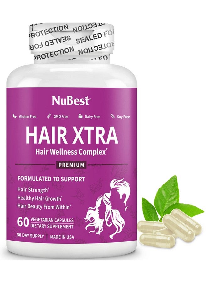NuBest Hair Xtra Advanced Hair Growth Vitamins With Biotin Zinc Msm B Vitamins Choline & More Supports Healthy Hair Growth Volume & Strength For Men & Women 60 Capsules ; 1 Month Supply - Image 1