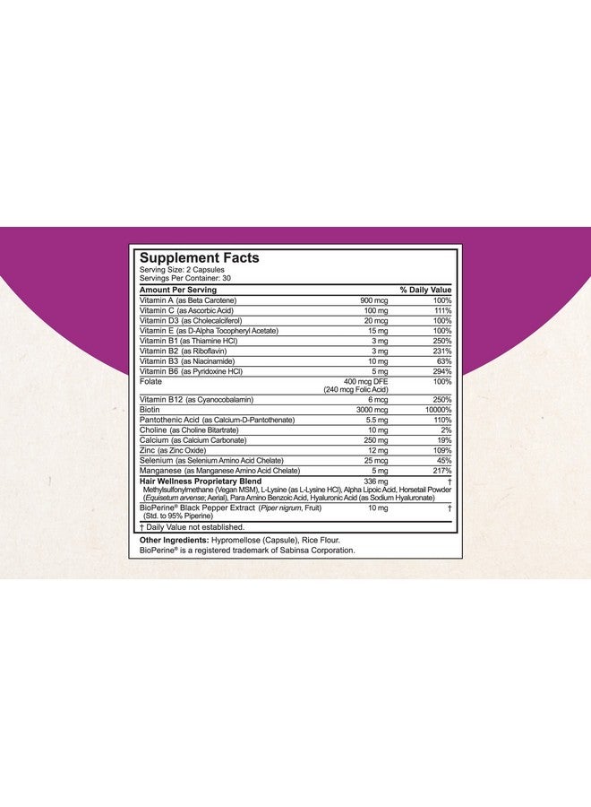 NuBest Hair Xtra Advanced Hair Growth Vitamins With Biotin Zinc Msm B Vitamins Choline & More Supports Healthy Hair Growth Volume & Strength For Men & Women 60 Capsules ; 1 Month Supply - Image 4