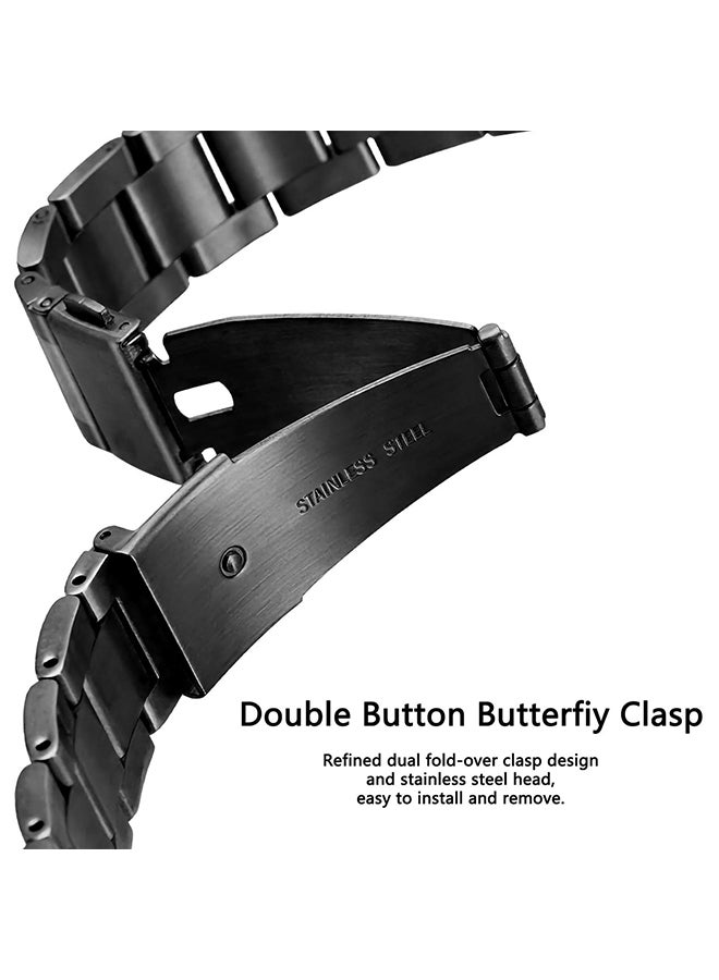 O Ozone Metal Watch Strap For Huawei Band 8/Band 9/Band10, 3 beads Stainless Steel Adjustable Smartwatch Replacement Bracelet for Men Women- Silver - Image 4