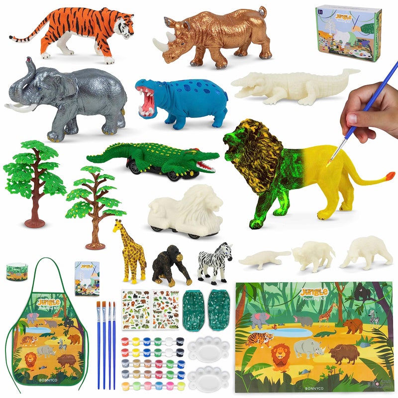 BONNYCO Animal Toys for Kids Painting Kit with 16 Figurines Animal Kids Crafts 48 with Glow in the Dark Safari Gifts for Boys and Girls Boy Toys 3 4 5 6 7 8 9 10 Years Old Birthday Christmas - Image 2