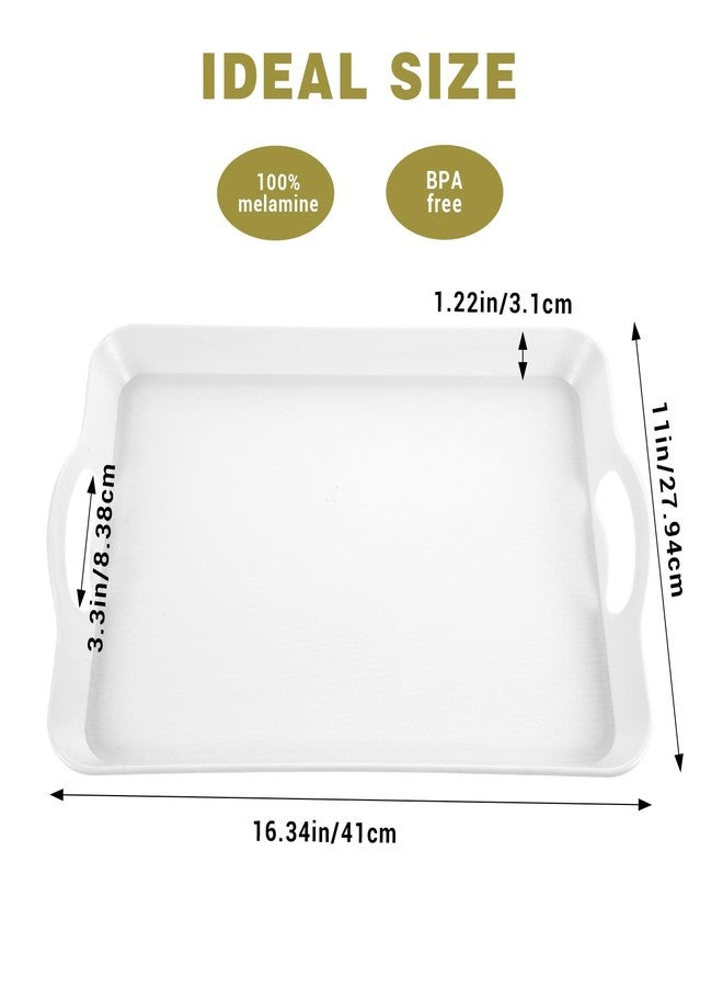 mekueeex Large Melamine Serving Trays for Eating, 16.34’’ x 11.02’’ Serve Platter for Appetizer, Charcuterie, Food, Snack, Cupcakes, Dessert, BPA-Free, Dishwasher Safe Tray, Set of 2, White - Image 2