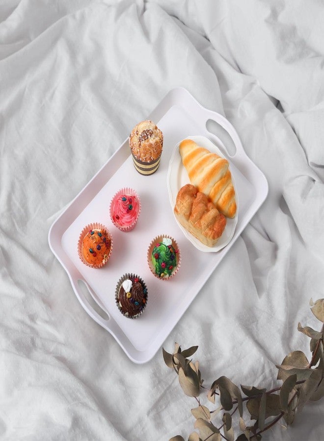 mekueeex Large Melamine Serving Trays for Eating, 16.34’’ x 11.02’’ Serve Platter for Appetizer, Charcuterie, Food, Snack, Cupcakes, Dessert, BPA-Free, Dishwasher Safe Tray, Set of 2, White - Image 5