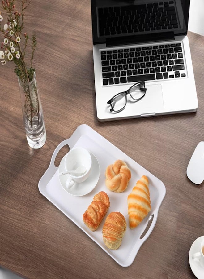mekueeex Large Melamine Serving Trays for Eating, 16.34’’ x 11.02’’ Serve Platter for Appetizer, Charcuterie, Food, Snack, Cupcakes, Dessert, BPA-Free, Dishwasher Safe Tray, Set of 2, White - Image 4