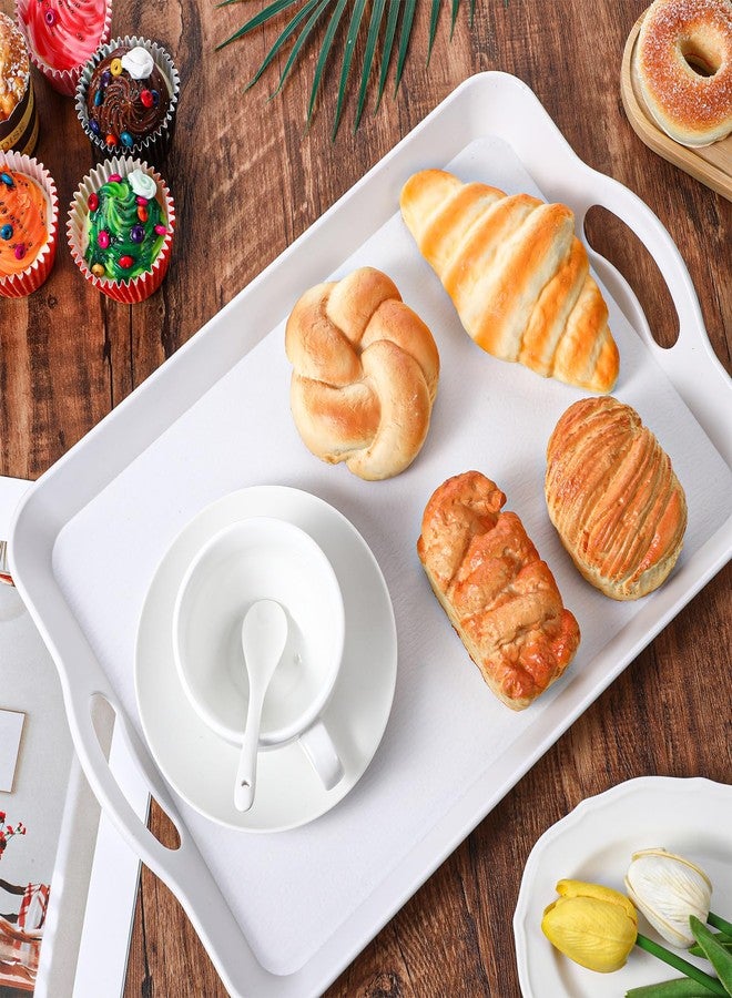mekueeex Large Melamine Serving Trays for Eating, 16.34’’ x 11.02’’ Serve Platter for Appetizer, Charcuterie, Food, Snack, Cupcakes, Dessert, BPA-Free, Dishwasher Safe Tray, Set of 2, White - Image 3