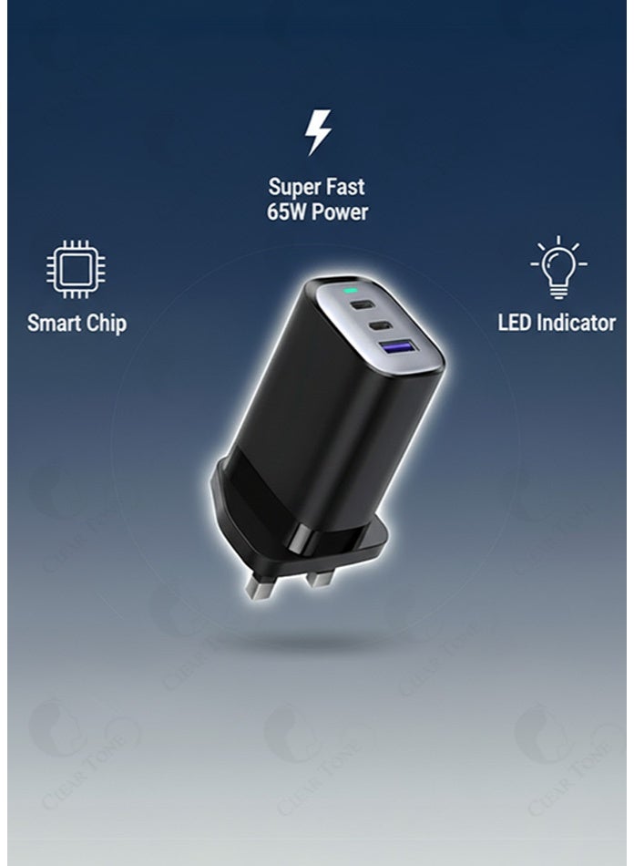 Best 65W Fast Charger | 3 In 1 USB-C Wall Charger | GoodPower Delivery | Multi-Port Quick Charge Plug UK with LED Indicator and SmartChip | Universal Travel Mobile Phone Charging Adapter Type-C - Image 4