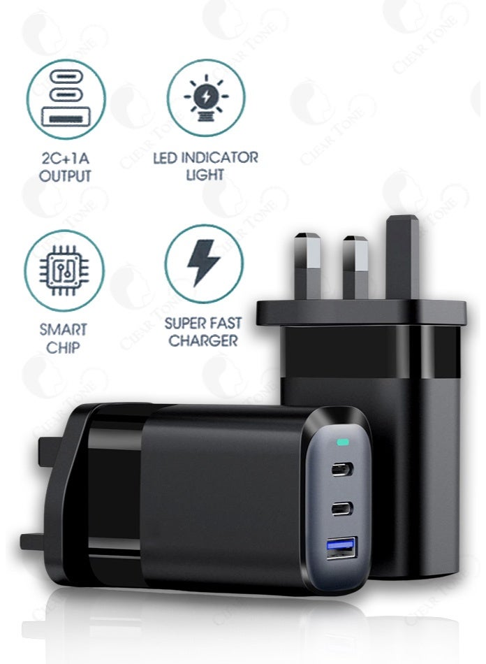 Best 65W Fast Charger | 3 In 1 USB-C Wall Charger | GoodPower Delivery | Multi-Port Quick Charge Plug UK with LED Indicator and SmartChip | Universal Travel Mobile Phone Charging Adapter Type-C - Image 2