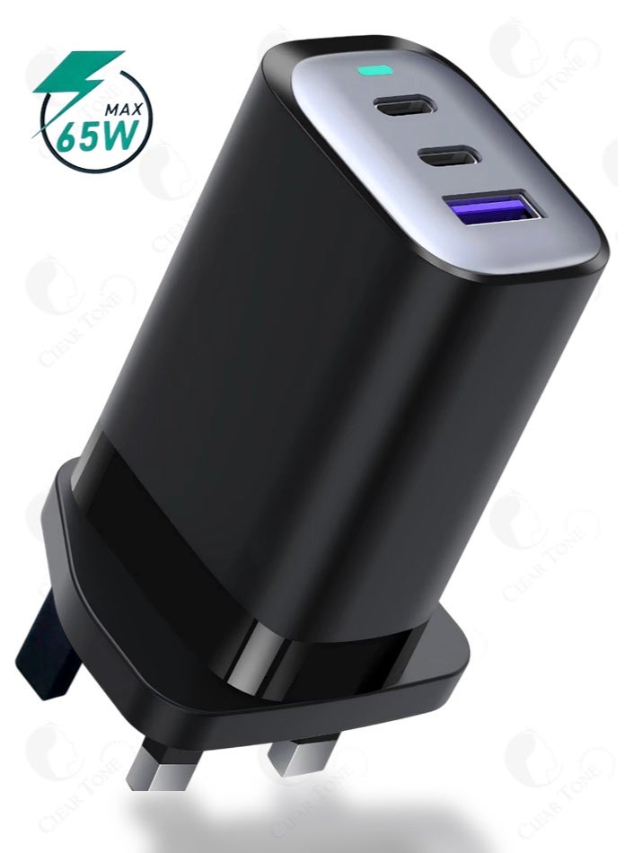 Best 65W Fast Charger | 3 In 1 USB-C Wall Charger | GoodPower Delivery | Multi-Port Quick Charge Plug UK with LED Indicator and SmartChip | Universal Travel Mobile Phone Charging Adapter Type-C - Image 1