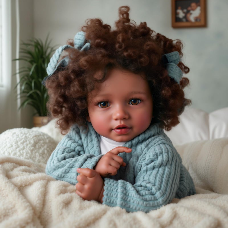 BABESIDE Lifelike Reborn Baby Dolls Black Girl 20 Inch Soft Body Realistic Newborn Baby Doll Poseable Limbs Real Life Baby Dolls with Clothes and Toy Gift for Kids Age 3 - Image 2