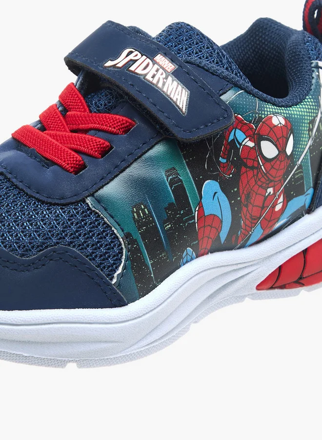 MARVEL Boys Spider-Man Graphic Detail Light-Up Sneakers with Hook and Loop Closure