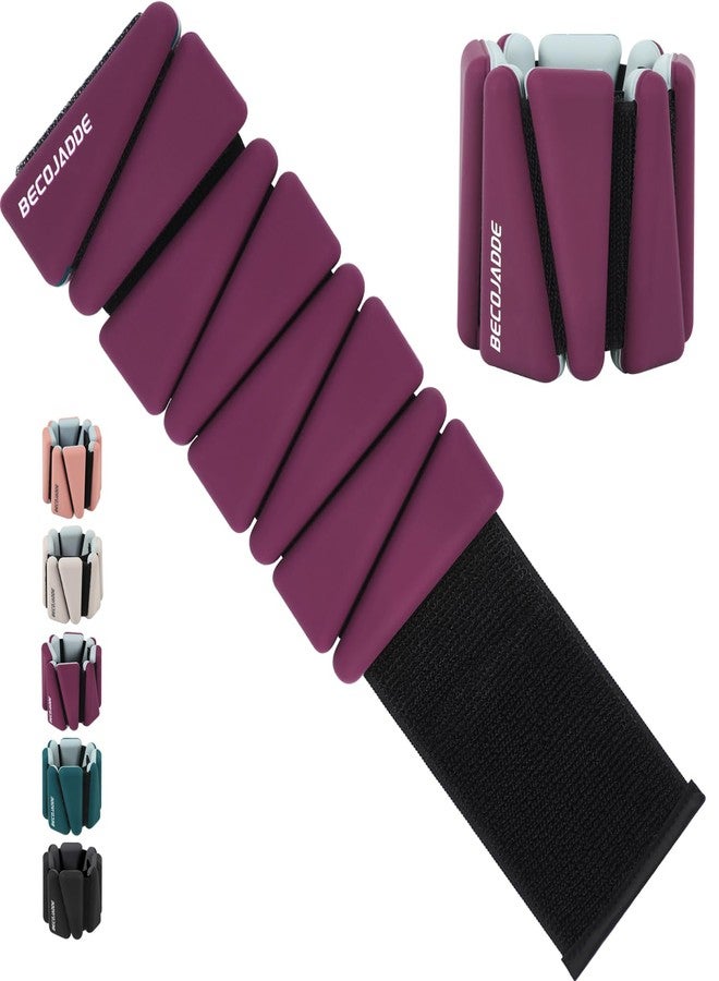 BECOJADDE Wrist Ankle Weights Adjustable Training Intensity for Strength Training Walking Running Yoga Pilates Jogging for Women Men Set of 2 (2lb Each), A-Wine Red - Image 1