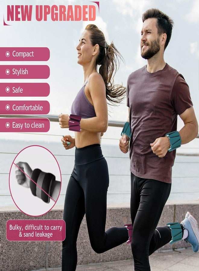 BECOJADDE Wrist Ankle Weights Adjustable Training Intensity for Strength Training Walking Running Yoga Pilates Jogging for Women Men Set of 2 (2lb Each), A-Wine Red - Image 2