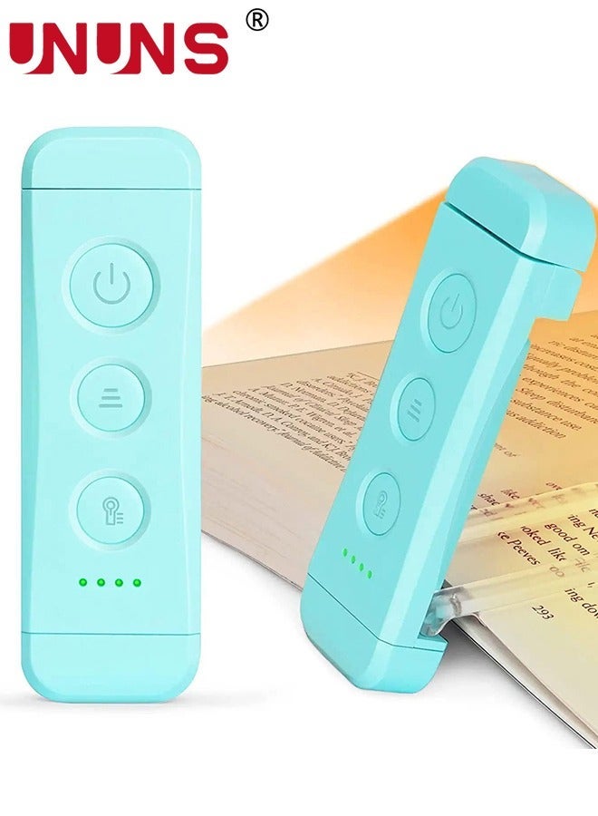 UNUNS ضوء قراءة الكتاب، ضوء قابل لإعادة الشحن عبر USB للاستخدام في السرير، 3 ألوان و 5 درجات سطوع قابلة للتعتيم، مدمج وطويل الأمد، مثالي للعشاق والأطفال - Image 1