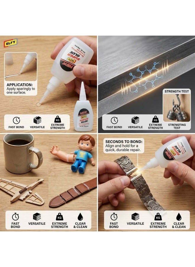 Elfi Instant Super Glue 50g – Extra Strength Fast-Bonding Adhesive - Image 3