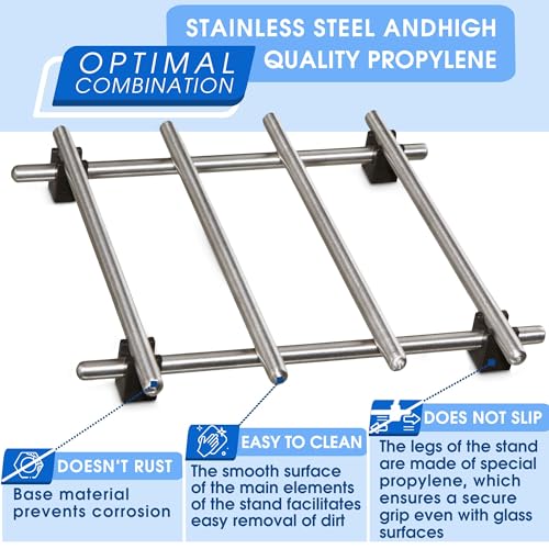 LEGLO 2 Pcs Metal Trivets for Hot Dishes – Stainless Steel Trivet Set | 7" x 7", Heat & Rust-Resistant | Rubber Anti-Slip Feet for Countertops & Tables | Protects Surfaces from Hot Pots, Pans, and Bakeware - Image 3