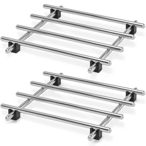 LEGLO 2 Pcs Metal Trivets for Hot Dishes – Stainless Steel Trivet Set | 7" x 7", Heat & Rust-Resistant | Rubber Anti-Slip Feet for Countertops & Tables | Protects Surfaces from Hot Pots, Pans, and Bakeware - Image 1
